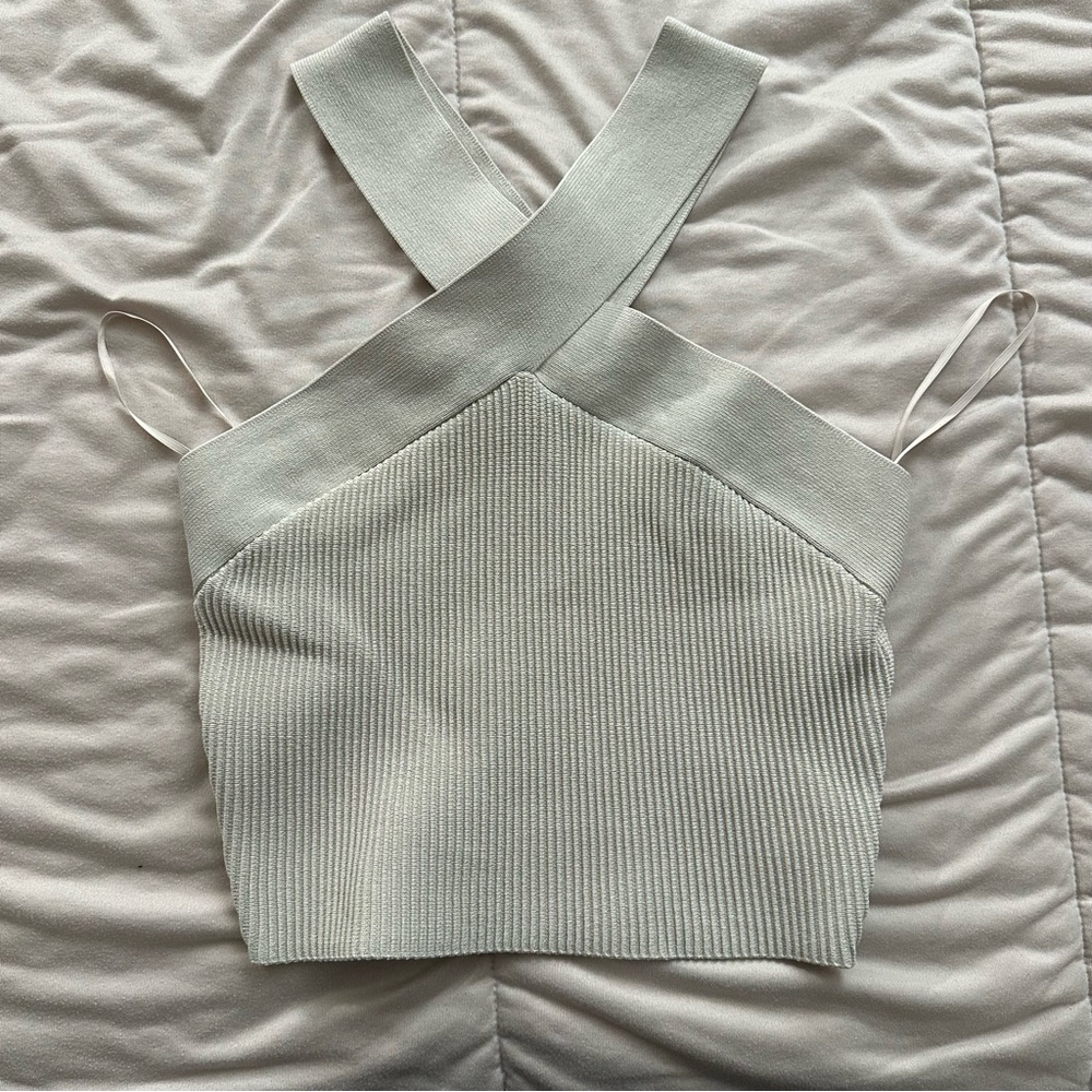 aritzia - babaton sculpt knit criss cross tank (matte pearl)